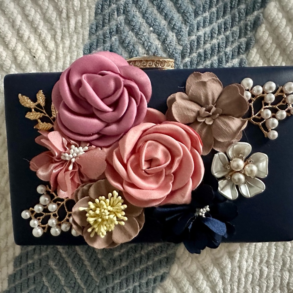 Floral Embellished Clutch Bag